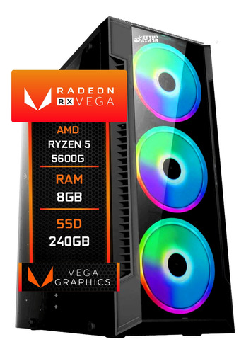 Pc Gamer  Cpu Ryzen 5 5600g Vega 7 Ssd 240gb 8gb Ddr4 500w