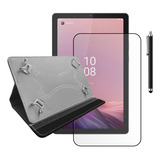 Kit Capa Couro + Película + Caneta Para Tablet Lenovo M9