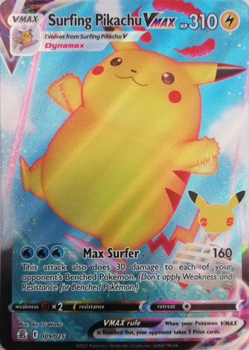 Pokémon Tcg Surfing Pikachu Vmax 009/025 Full Art