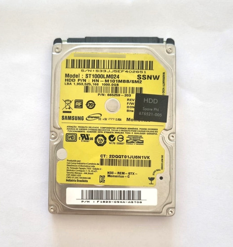 Hd Interno Notebook Samsung 1tb 2.5 Sata St1000lm024