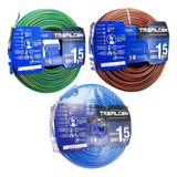 Cable Unipolar 1,5mm Trefilcon Normalizado Rollos Pack X3 Color De La Cubierta Verde/amarillo + Marrón + Celeste