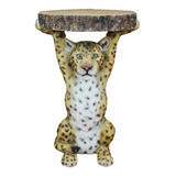 Mesinha Lateral Leopardo 51cm Para Decoração De Ambiente