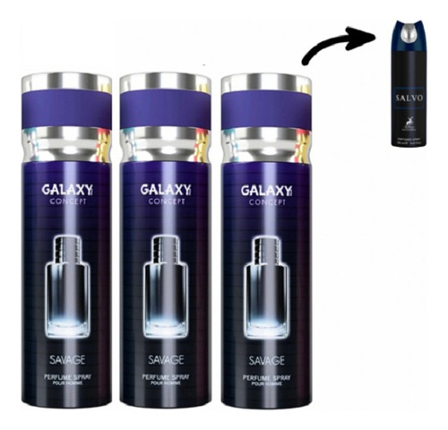 Perfume Spray Corporal Galaxy Concept Savage Masculino 200ml