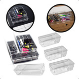 Kit 7 Organizador Multiuso Cesto Modular Gavetas Acrílico