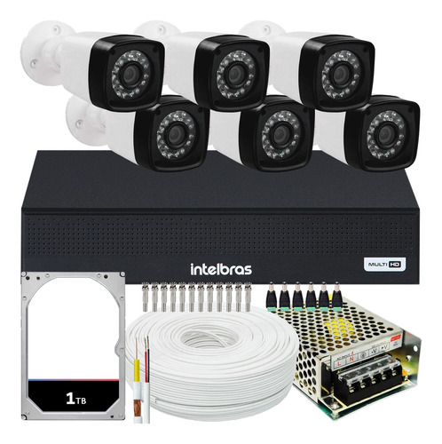 Kit Full Hd 6 Cameras Segurança Intelbras 1080p 2mp Dvr 8 Ch