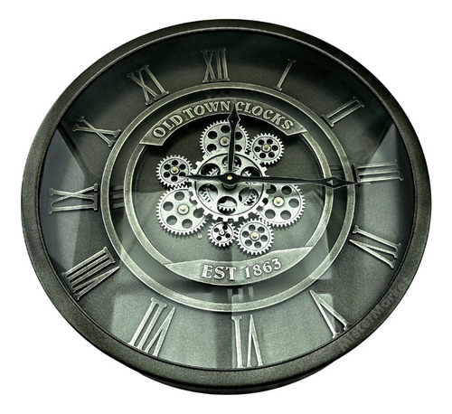 Reloj Pared Con Movimiento 45cm Engranaje Deco Moderno Zn Ct