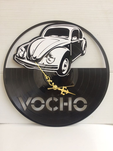 Reloj Pared Disco Vinilo Acetato Vocho Vw Vintage Auto Carro