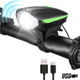 Farol Bike Recarregável Usb Iluminação Noturna Buzina 7588