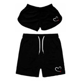 Kit Casal  Bermudas Combinando Short Moda Praia Amor Iguais