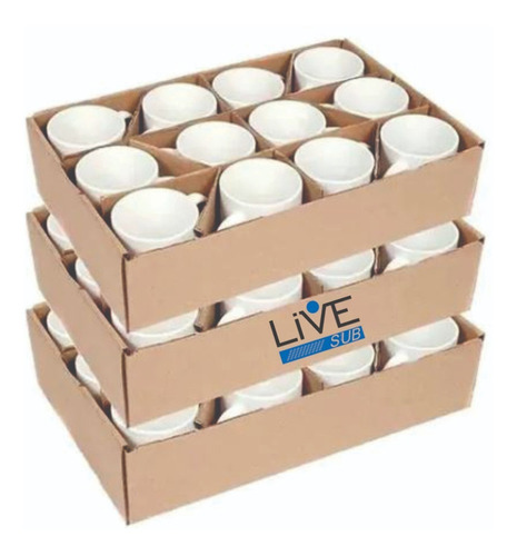 Caneca Branca Live 325ml P/ Sublimacao 36 Un Aaa C/ Resina Cor Branco