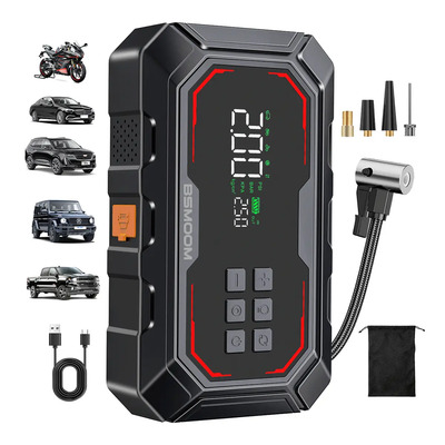 Arrancador De Baterias 9000a Cargador Coche Inflador 150psi, BSMOOM 12v Arrancador Portátil De Batería De Coche Con Pantalla Y Digital Flash Led Linterna para Autos, Motocicletas, Camiones | Envío gratis