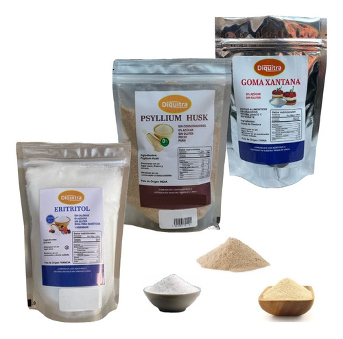 Eritritol, Goma Xantana Y Psyllium Husk Keto 250 Gramos C/u