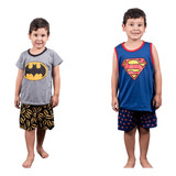 Kit 2 Pijama Infantil Estampado Curto Verão Super Herói