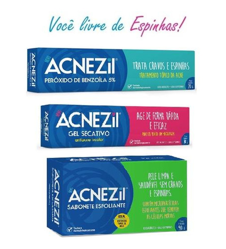 Kit Acnezil Sab Esfoliante 90g+gel Secativo 10g+ Acnezil 20g