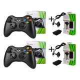 Kit 2 Controles S/fio Joystick Xbox 360 Bateria Recarregavel