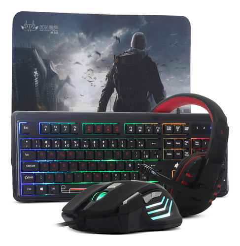 Kit Teclado Semi Mecânico Gamer Mouse 3200dpi Laser Headset