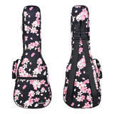 Estuche Para Ukelele Flores De Cerezo Sakura Rosa Con Correa