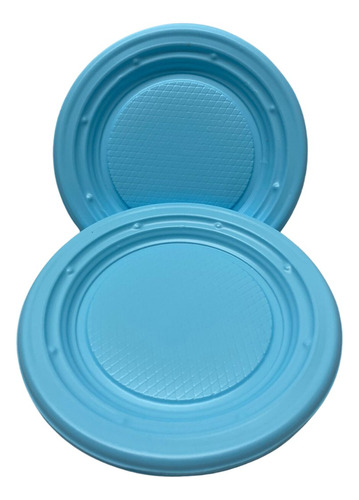 Plato Playo Descartable Chico Plastico Fiesta X 24 Cotillon Color Celeste Pastel