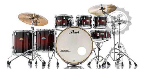 Bateria Pearl Decade Red 22',8',10',12',14',16' C/ Ferragem 