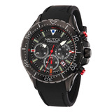 Nautica Mens Nst Chrono Reloj Con Correa De Silicona Negra (