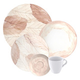 Aparelho De Jantar Porcelana Tramontina Decorada Rosé 20 Pç Cor Estampado Liso