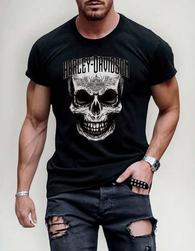 Camisa Camiseta Harley Davidson Curta Masculina Básica