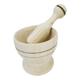 Mortero Molcajete Triturador Cocina Especias De Madera