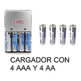 Paquete Cargador De Baterias Incluye 4 Baterias Aa Y 4 Aaa 