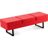 Silla De Sala De Espera P/vestíbulo; Cuero Sintético; Rojo