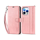 Funda Tipo Cartera Para iPhone 14 Pro Correa - Oro Rosa