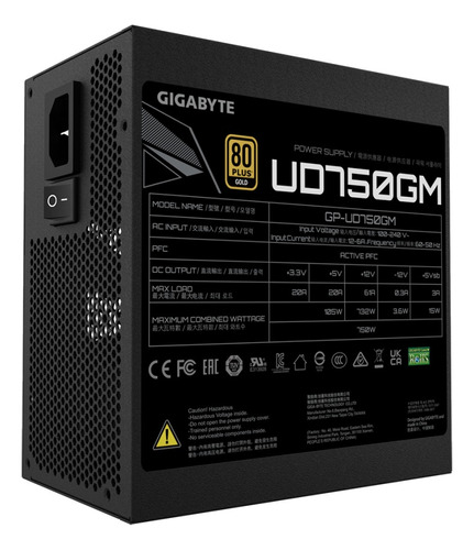 Fuente De Poder Gigabyte Ud750gm 750w Plus Gold Modular 