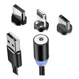 Cabo Carregador Magnético 3 Em 1 Type C Ios Micro Usb