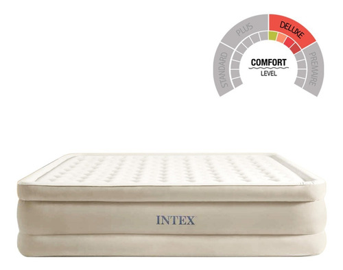 Colchon Inflable Campismo Queen Ultra Plush + Bomba Intex Color Blanco