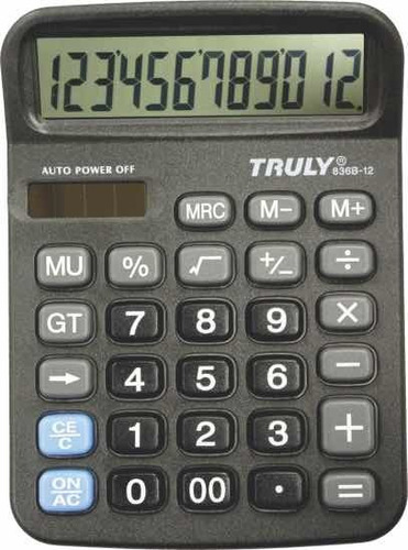 Calculadora De Mesa Truly 836b-12 Dígitos Pilha  A A E Solar