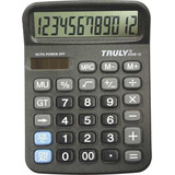 Calculadora De Mesa Truly 836b-12 Dígitos Pilha  A A E Solar