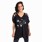 Blusa Max Camiseta Estampa Gato Luas Moda feminina