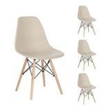 Jogo 4 Cadeiras Charle Eames Wood Eiffel Sala Cozinha Cor Da Estrutura Da Cadeira Carmuça (nude)