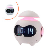 Reloj Despertador Emoji Digital Con Luz Led Y Parlante Bt Color Blanco 5v