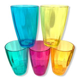 12 Vasos Transparentes Colores Surtido Plástico Acrílico 