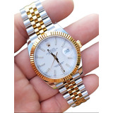 Reloj Compatible Con No Rolex Datejust Bitono White 36 Suizo