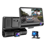 Videocámara De Auto 1080p Hd 3 Cámaras Seguridad Retrovisor