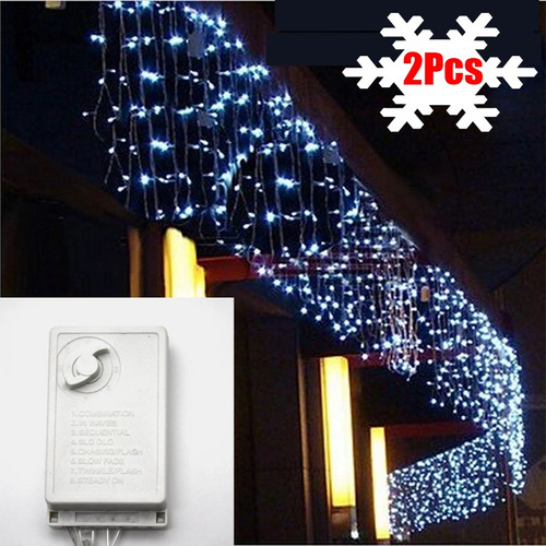 2pc 4x0.6m Luzes De Natal À Prova D'água Cortina Luzes De Co
