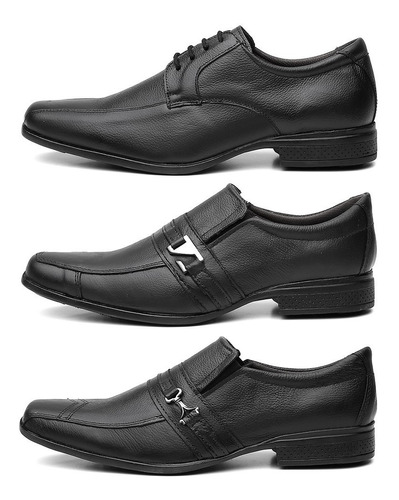 Combo 3 Pares Sapato Social Masculino Verniz Classico Oferta