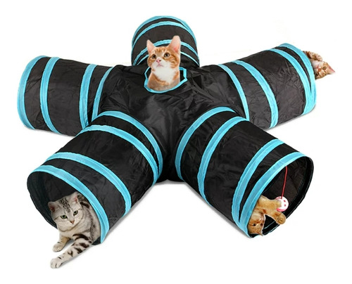 Juguete Para Gatos Cat Tunnel Con 5 Enchufes Plegables Y Bol