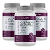 Colageno Hidrolisado Concentrado C/ Vit C + Biotina - Kit 3 Sabor Sem Sabor