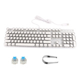 Teclado Mecánico 9005 Blanco Retro Con Tapa Redonda Para Com