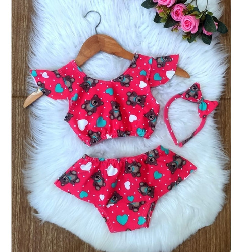 Kit 3 Biquínis Infantil Estampado Roupa De Banho