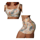 Conjunto Short Empina Bumbum + Top Brush Painting Moving