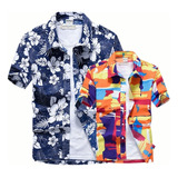 Polera Hawaiana Moda Casual Estilo Slim Fit For Hombre