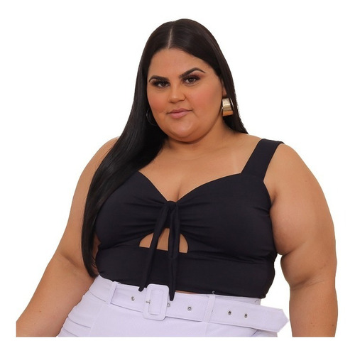 Blusa De Alcinha Laço Feminina Top Cropped Plus Size C/bojo